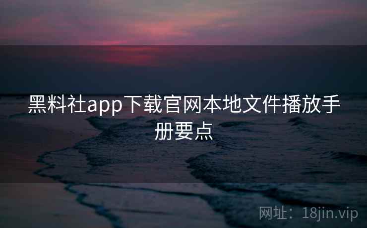 黑料社app下载官网本地文件播放手册要点